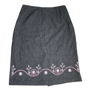 Dressbarn Skirt Womens Plus Size 20W Gray Embroidered Wool Blend Lined Maxi‎